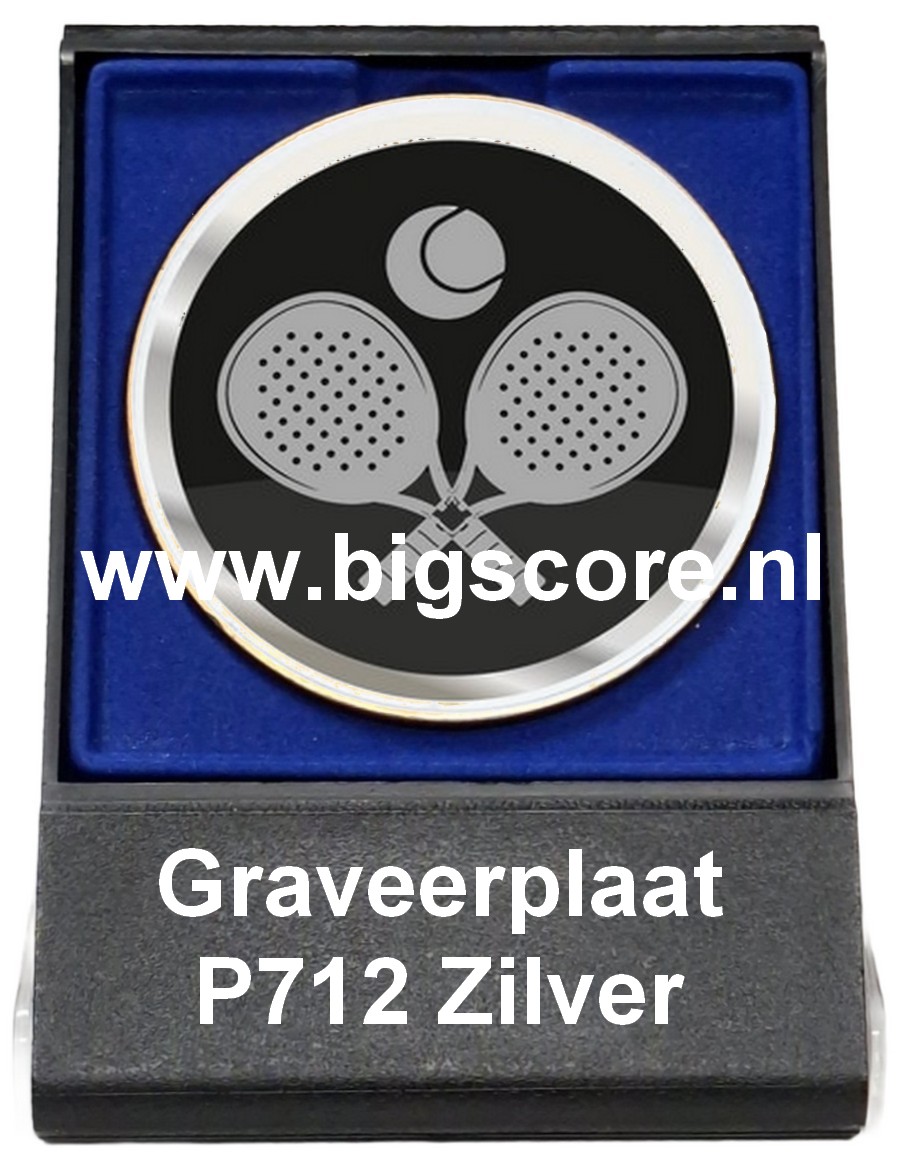 Padeltennis Acryl in medailledoosje Blauw-Zwart G/Z/B